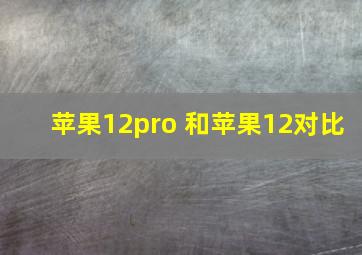 苹果12pro 和苹果12对比